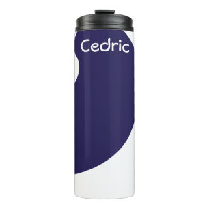 Blue and white swirly design thermal tumbler
