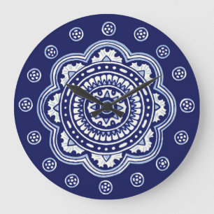 Blue and White Talavera Five Large Clock
