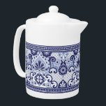 Blue and White Talavera Mexican Folk Art  Mug Pape<br><div class="desc">This teapot design features a traditional blue and white Mexican talavera  style tile pattern.</div>