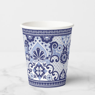 Blue and White Talavera Mexican Folk Art  Mug Paper Cups
