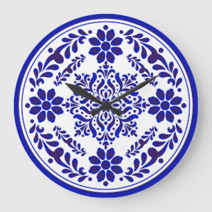Blue and White Talavera Three Large Clock
