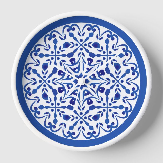 Blue and White Talavera Two Clock (Front)