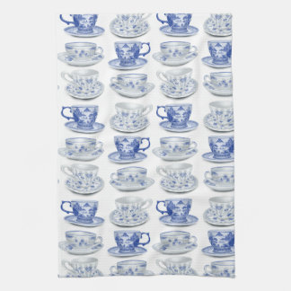 Blue and white tea cup tea towel