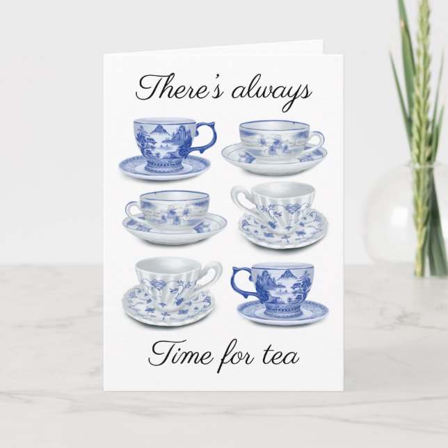 Blue and white teacup card (Front)