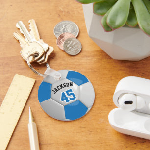 Blue and White Team Soccer  ⚽ Ball Keychain