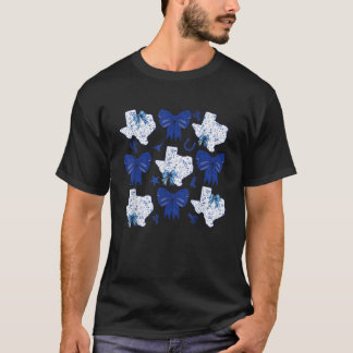 Blue and White Texas Cowgirl Coquette Blue Floral T-Shirt