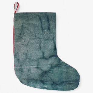 Blue and white textile with water droplets small christmas stocking