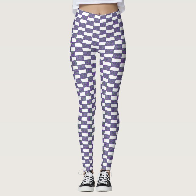 Blue and White Texture Seamless Design Leggings (Front)