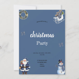 blue and white the Santa Claus Party invitation