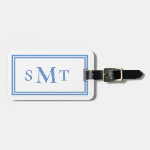 Blue and White Three Letter Monogram Luggage Tag