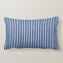 Blue and White "Ticking" Style Striped Pillow