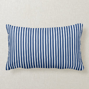 Blue and White "Ticking" Style Striped Pillow