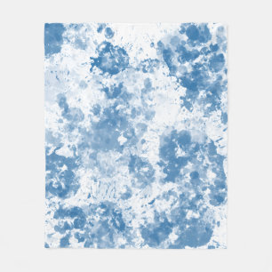 Blue and White Tie Dye Watercolor Fleece Blanket