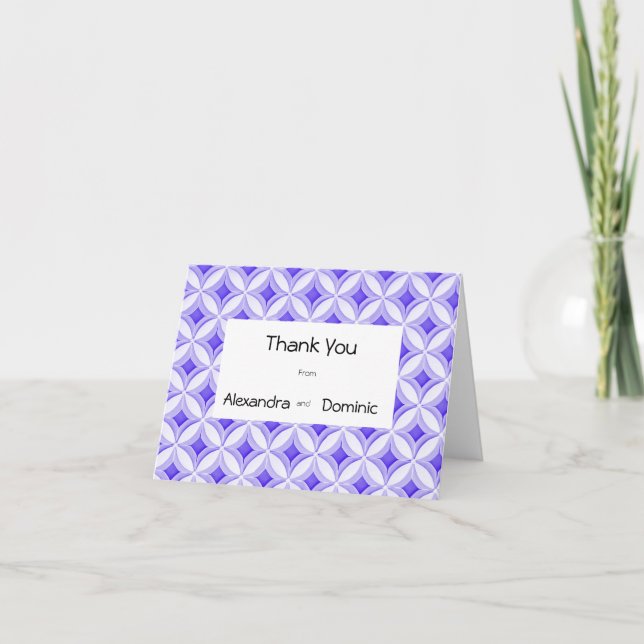 Blue and white tile border thank you card (Front)