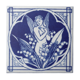 Blue and White Tile c1875 Mintons Vintage Design