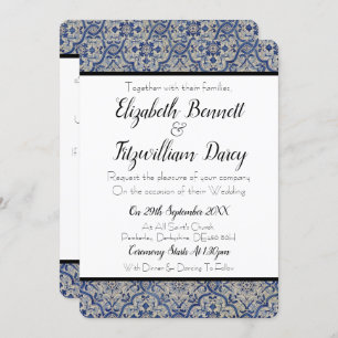 Blue and White Tiles Wedding Invitation