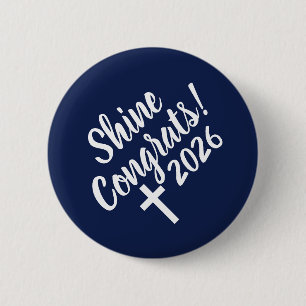 Blue and White Time to Shine Graduation 2026 6 Cm Round Badge