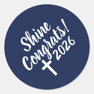 Blue and White Time to Shine Graduation 2026 Classic Round Sticker
