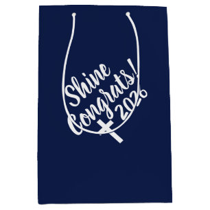 Blue and White Time to Shine Graduation 2026 Medium Gift Bag