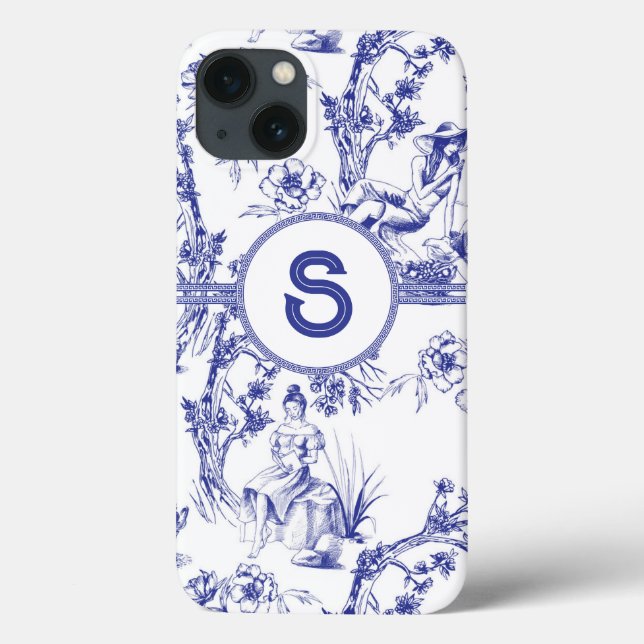 Blue and White Toile Case-Mate iPhone Case (Back)