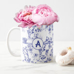 Blue and White Toile de Jouy Bridal Shower Coffee Mug<br><div class="desc">Blue Toile de Jouy Girly Picnic in the Park</div>