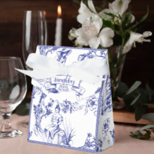 Blue and White Toile de Jouy Bridal Shower Favour Box