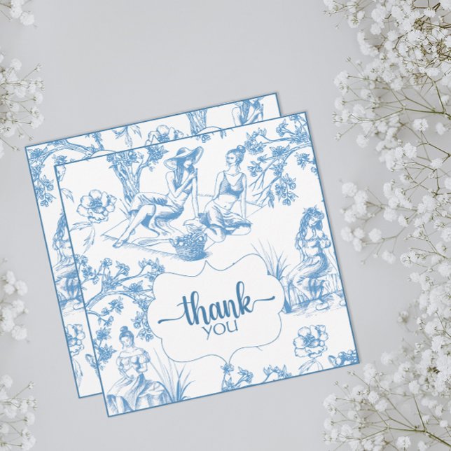 Blue and White Toile de Jouy Bridal Shower Thank You Card (Creator Uploaded)