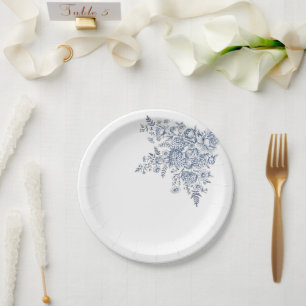 Blue and White Toile De Jouy Cocktail Paper Plate