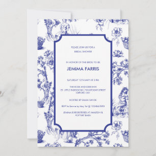 Blue and White Toile de Jouy Invitation