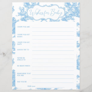 Blue and White Toile de Jouy Wishes for Baby