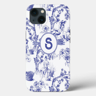 Blue and White Toile iPhone 13 Case