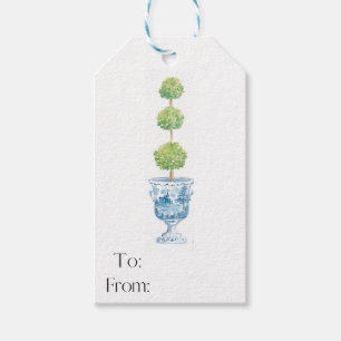 Blue and White Topiary Gift Tag