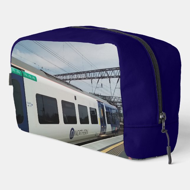Blue and white train dopp kit (Right Corner)