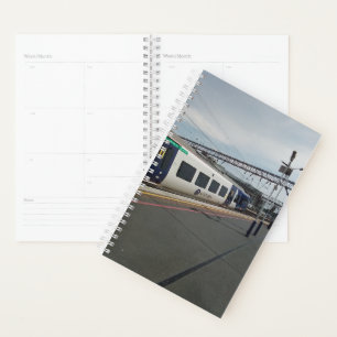 Blue and white train planner