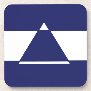 Blue and white triangle shaped coaster