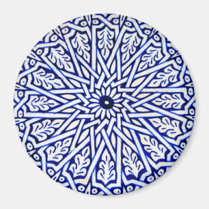 Blue and White Turkish Tile Pattern Magnet