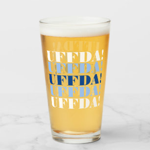 Blue and White Uffda Beer Glass