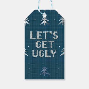 Blue and White Ugly Sweater Party Hanukkah Winter Gift Tags