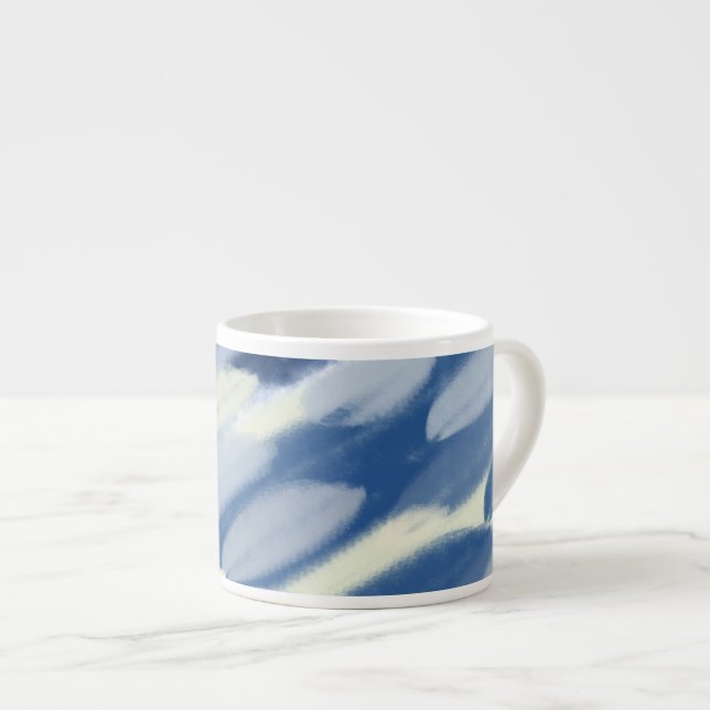 Blue and White Unique Art Espresso Cup (Front Right)