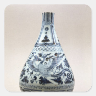 Blue and white vase, Yuan Dynasty Square Sticker
