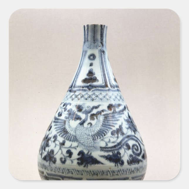 Blue and white vase, Yuan Dynasty Square Sticker (Front)