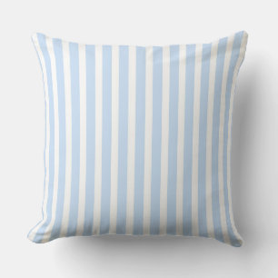 Blue and white vertical  striped cushion