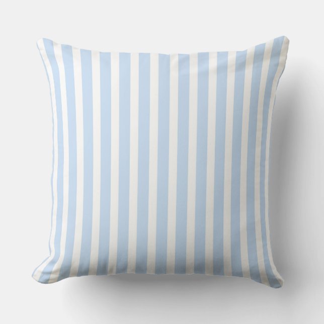 Blue and white vertical  striped cushion (Front)