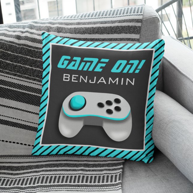 Blue and White Video Game Controller Kids Room Cushion (Creator Uploaded)