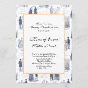 Blue and White Vintage Fashion French Toile Invitation