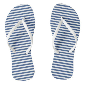 Blue and White Vintage Thin Stripes Thongs