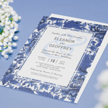 Blue and White Vintage Wedding Floral Chintz