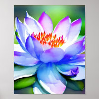 Blue and white water lily art