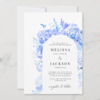 Blue and White Watercolor Abstract flower