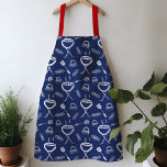 Blue and White Watercolor BBQ Apron<br><div class="desc">Fun BBQ apron, perfect for grilling in the backyard. Featuring a classic red, white, and blue colour scheme. The watercolor illustrations are hand-drawn with go-to BBQ icons, including a bbq grill, burgers, and hot dogs. Makes for a great gift for dad that will make him feel like king of the...</div>